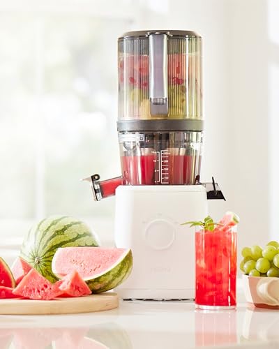 Nama J2 Cold Press Juicer Self Feeding for Hands Free Operation with Wide Mouth Hopper for Whole Recipe Loading, Zero Waste Masticating Juicer For More Juice, Less Pulp �� Easy Cleanup & Assembly: Home & Kitchen