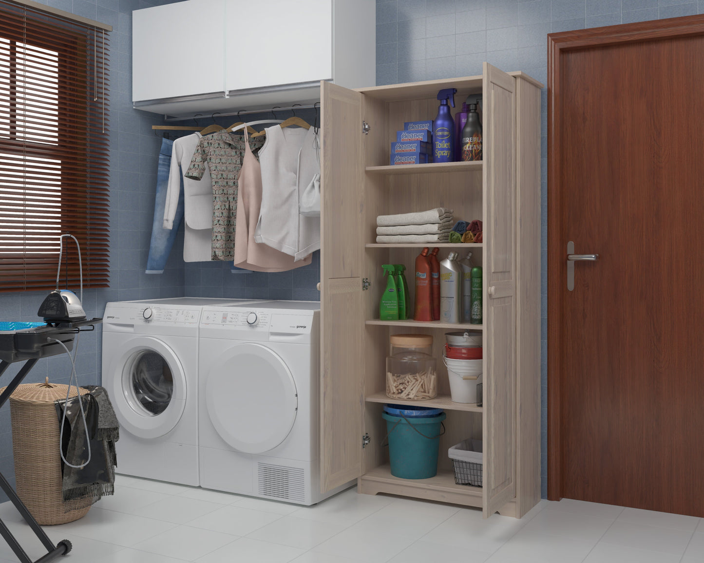 Solid Wood Pantry Storage Cabinet, Freestanding Kitchen Cupboard, Closet with Shelves