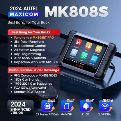 2024 Bidirectional Tool as MK808BT Pro MX808S M808Z, Function as MaxiCheck MX900, Active Test, All System Diagnose, Injector Coding.